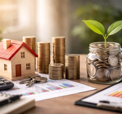 Nadpłata kredytu czy inwestowanie – porównanie finansowe domu, monet i rosnącego kapitału w realistycznej autorskiej grafice