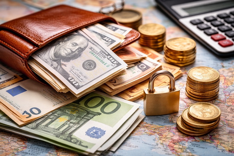waluty jako zabezpieczenie kapitału – banknoty i monety symbolizujące stabilność finansową