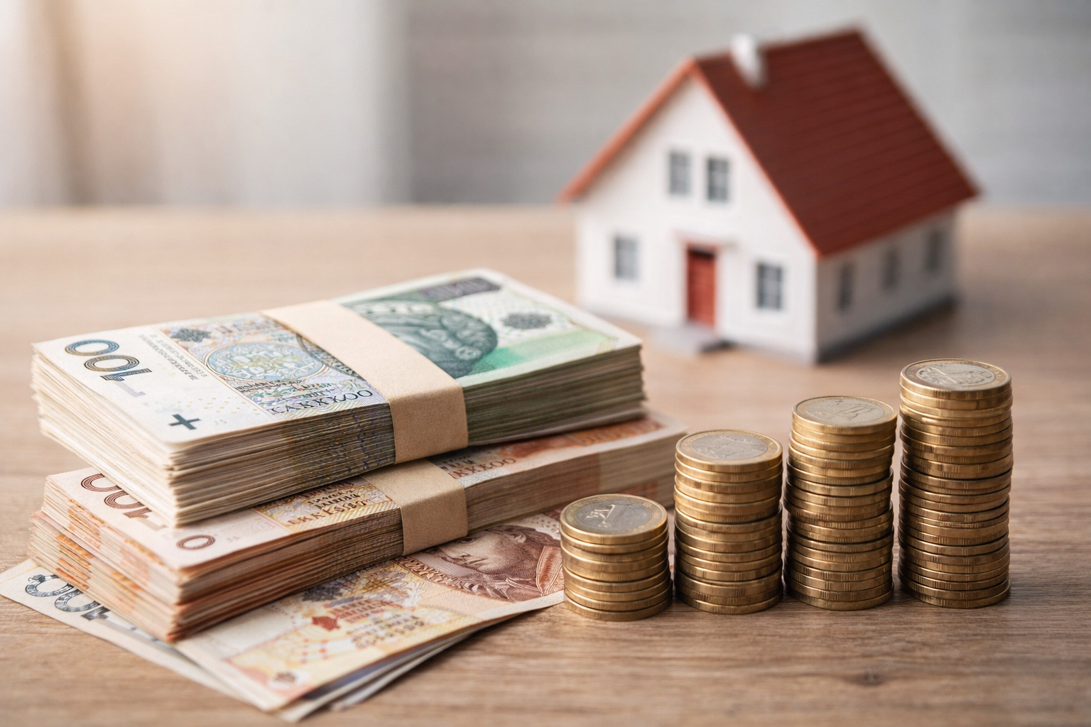 pieniądze w portfelu i oszczędności na koncie jako symbol majątku przeciętnego Polaka w 2026 roku