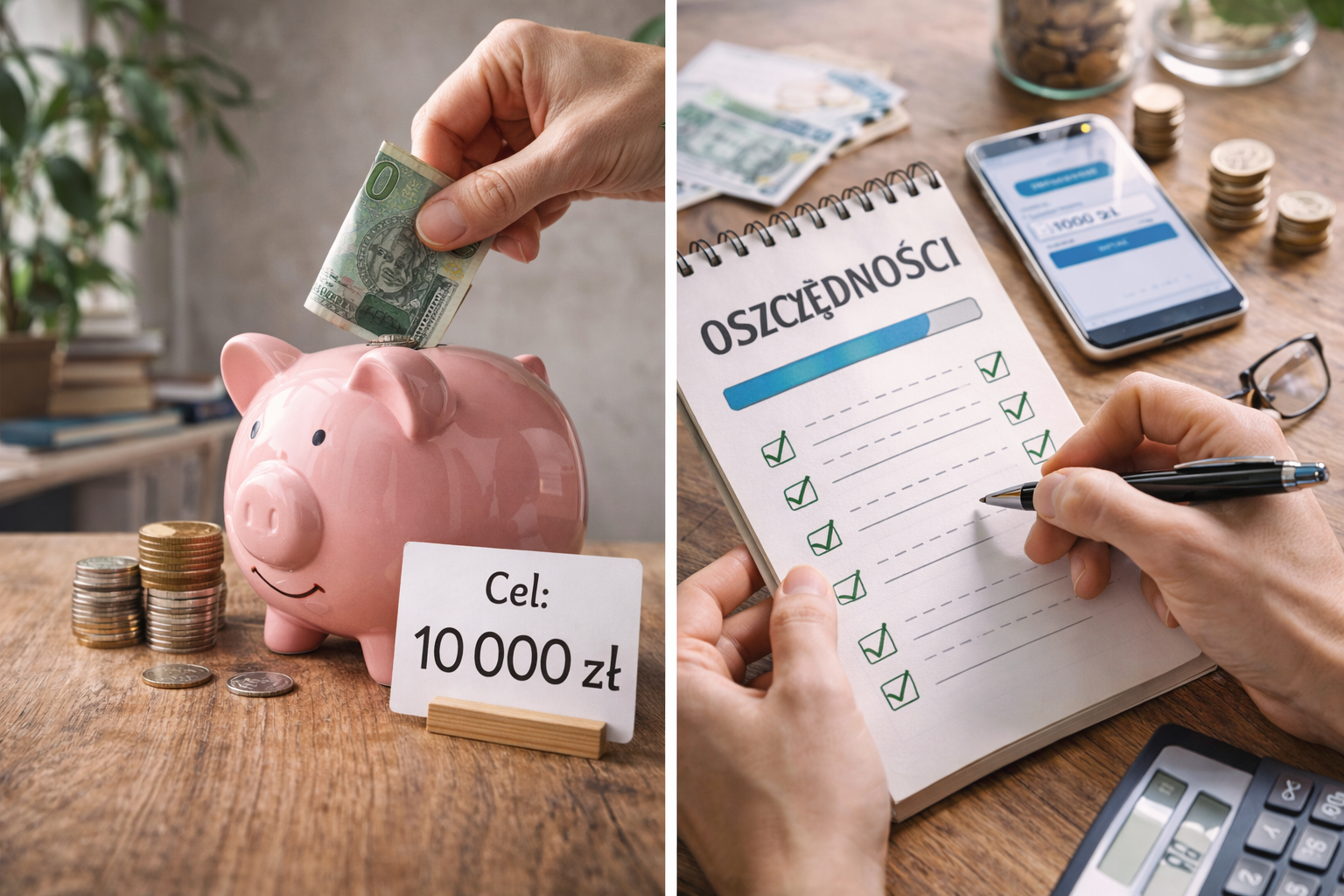 Oszczędzanie pieniędzy z celem 10 tysięcy złotych i planem finansowym