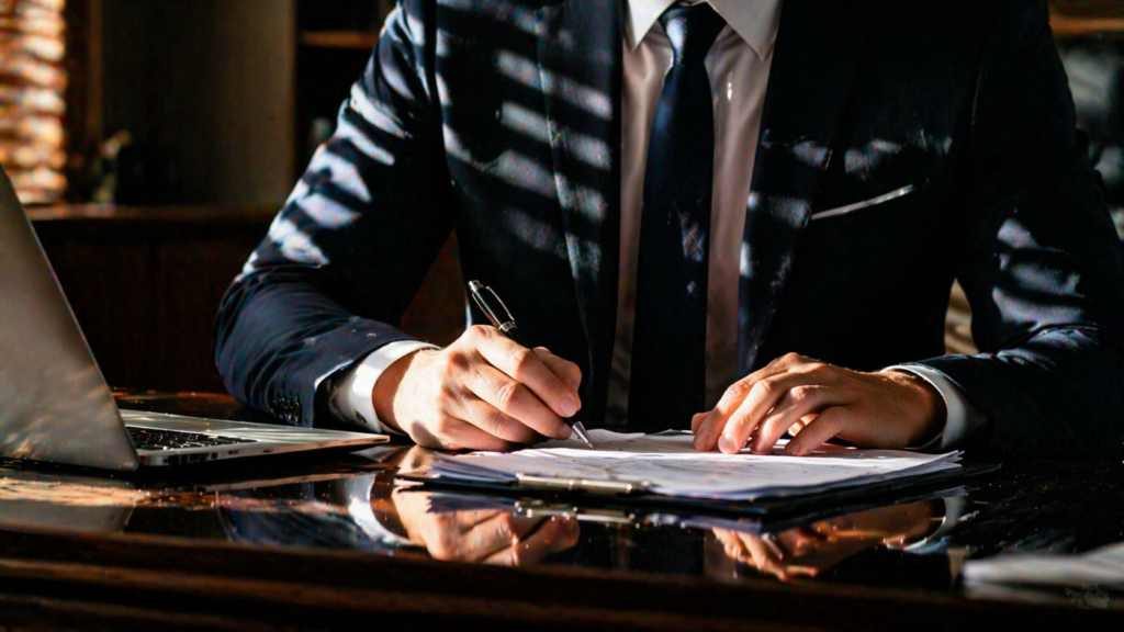 przedsiębiorca podpisuje dokumenty kredytowe biuro finanse