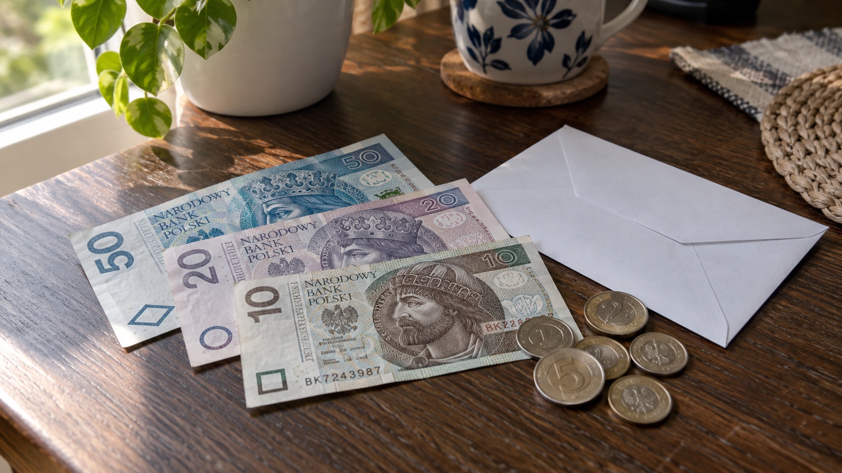 Gotówka awaryjna w domu — polskie banknoty i monety przygotowane jako rezerwa na niezbędne wydatki